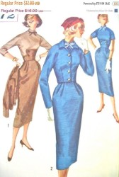 2172 SIMPLICITY 1957 JR SHORT - LONG SLEEVE  MIDRIFF DRESS, CROP JACKET PATTERN 11 31.5''B